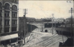 Elizabeth NJ Railroad Crossing c1910 Train Postcard