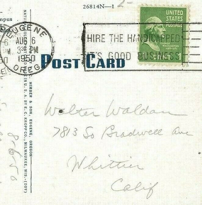  Postcard - Greetings From Eugene Oregon Multi View University Oregon Posted 1950