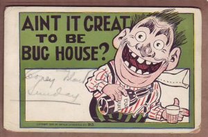 Aint it Great to be Bug House Comic Postcard posted 1906 NY NY