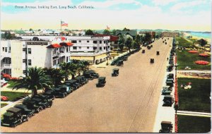 Ocean Avenue Looking East Long Beach California Vintage Postcard C103