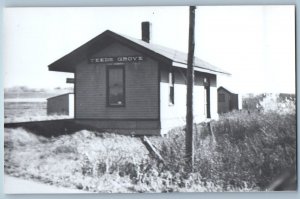 1960 Teeds Grove Iowa Railway Railroad Train Depot Station RPPC Photo Postcard