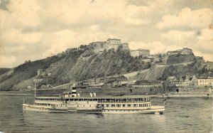 Germany sail & navigation themed postcard Koblenz paddle steamer 1955