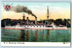 Kentucky Postcard US Battleship Steamer Navy Warship WWII c1910 Vintage Antique