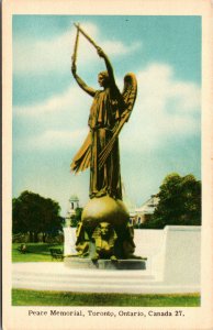 Vtg 1920s Peace Memorial Statue Monument Toronto Ontario Canada Unused Postcard