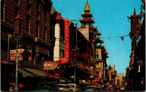 Vtg 1950 Chinatown Grant Avenue Street View San Francisco California CA Postcard