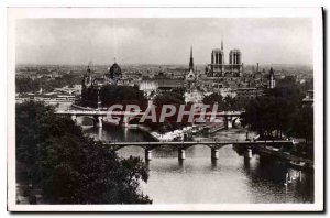 Postcard Old Paris La Cite Notre Dame and bridges