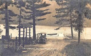 Bryants Pond ME Boat Landing Public Wharf Old Auto 1920 RPPC Postcard