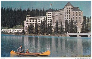 Chateau Lake Louise, Couple in A Conoe Trip, LAKE LOUISE, Alberta, Canada, 40...