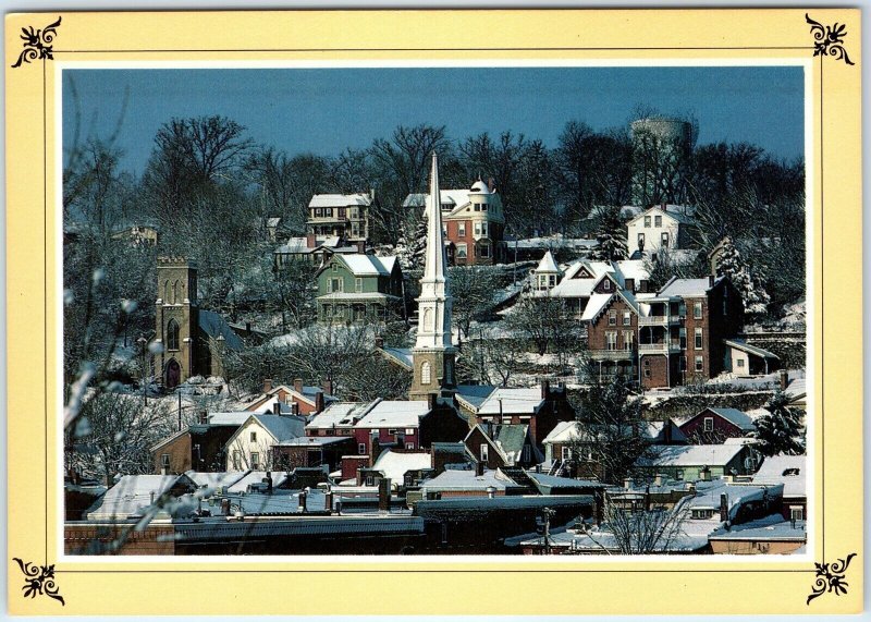 c1980s Galena, IL Beautiful Downtown Winter Currier & Ives Scene 4x6 PC M10