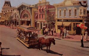 Anaheim California Disneyland Main Street Horse Car Vintage Postcard K26561