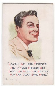 Laugh at Our Friends Young Man artist signed M R 1910c postcard