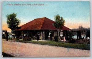 Cedar Rapids Iowa~Stone Pavilion On Cedar River~Ellis Park~Horse~1913 Postcard