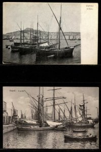 Italy Napoli Naples 2 Postcards of the port full of old ships