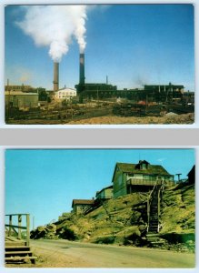 2 Postcards FLIN FLON, Manitoba Canada ~ HUDSON BAY MINING Smelter & Homes 1960s