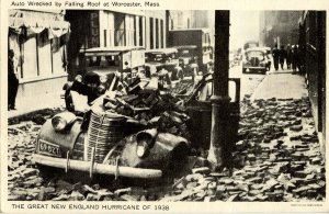 MA - Worcester. 1938 Hurricane. Auto Wrecked by Falling Roof