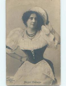 Pre-1907 rppc RUSSIAN ACTRESS HOLDING TAMBOURINE IN ST. PETERSBURG RUSSIA HM1013