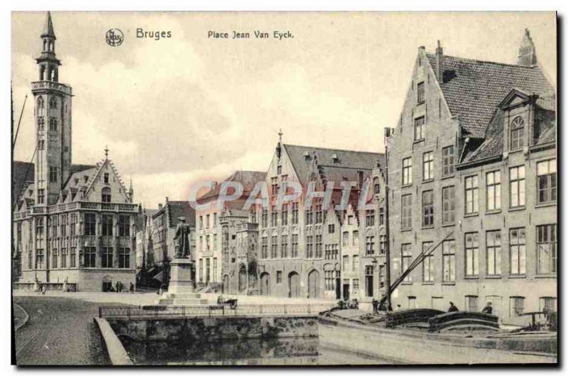 Postcard Old Bruges Place Jean Van Eyck