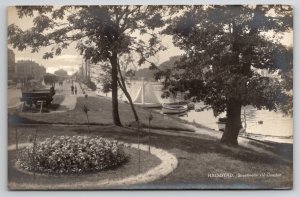 Halmstad Sweden View of Waterfront near Osterbro Bridge Sailboats Postcard M37