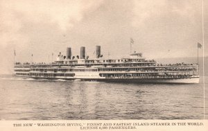 Vintage Postcard 1910's Washington Irving Fastest Finest Island Steamer Ship