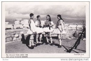 RP: The Evzones Greek soldiers with their national dresses, the fustanella,...