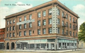 c1909 Postcard; Vancouver WA Hotel St. Elmo Block View, Posted