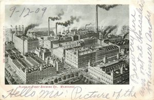 Postcard 1909 Wisconsin Milwaukee Plant Pabst Brewing co Beer Kropp WI24-2162