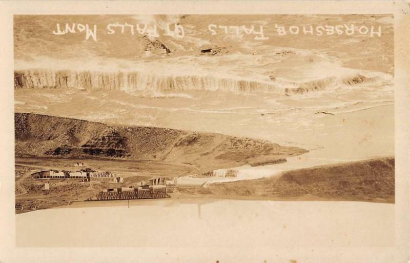 Great Falls Montana Horseshoe Falls Real Photo Antique Postcard K98497