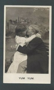 Ca 1910 Real Photo Post Card Humor Couple Kissing Romantic
