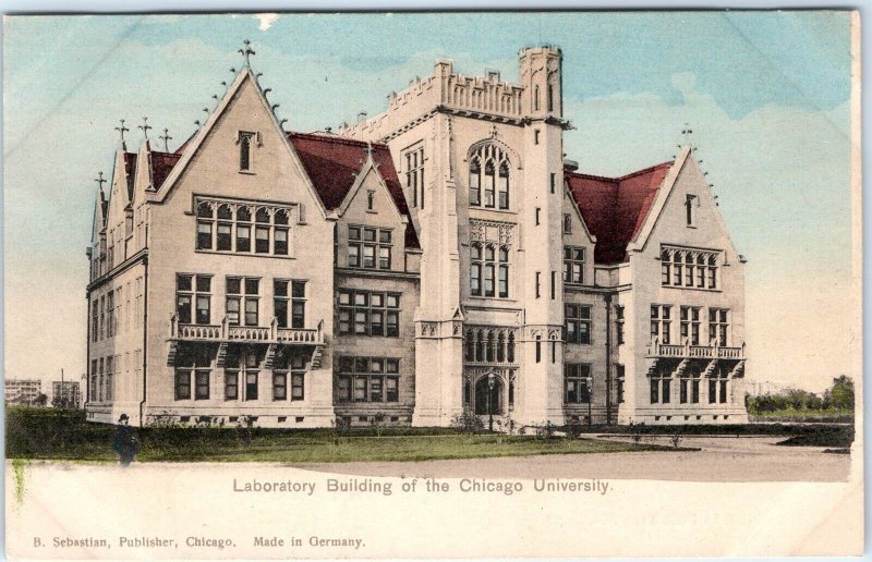 c1900s University of Chicago Laboratory Building UDB Postcard Hand Colored A71