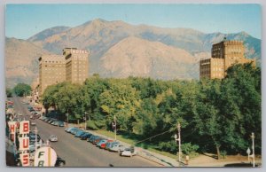 City Hall Park~Ogden UT~Jedediah Strong Smith Monument~Road~Mtns~Ektachrome~Vtg