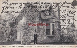 Postcard Lodge at Entrance Miner's Hospital Ashland PA 1906