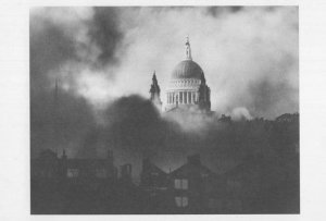 St Pauls Cathedral London WW2 Fire Bomb Raid Military Postcard