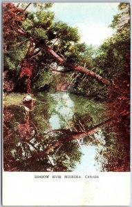 Shadow River Muskoka Ontario Canada Canoeing Postcard