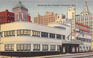 Greyhound bus terminal Cincinnati, Ohio, USA Bus Writing on Back 