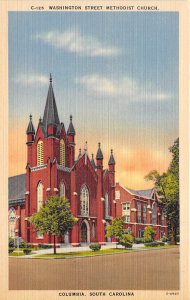 Columbia South Carolina 1940s Postcard Washington Street Methodist Church 