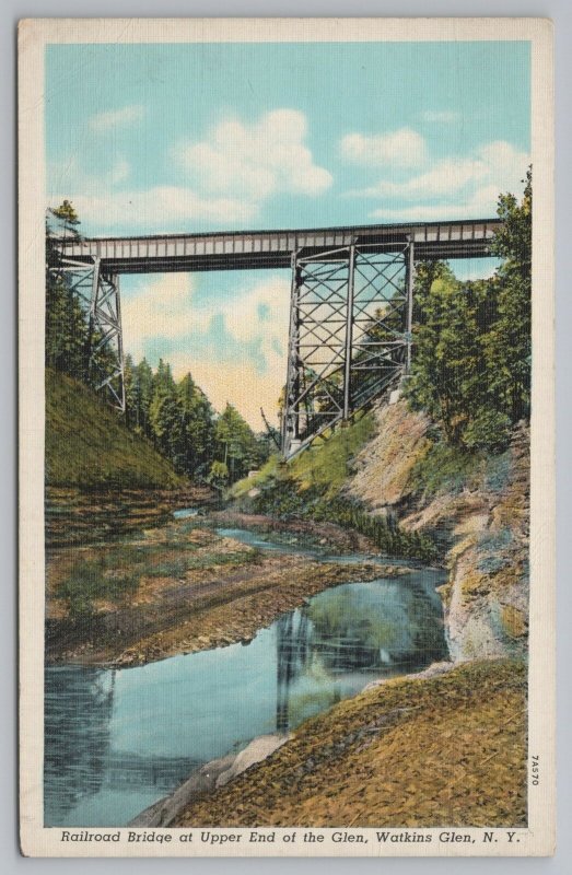 Watkins Glen New York~Railroad Bridge At Upper End Of Glen~Vintage Postcard 