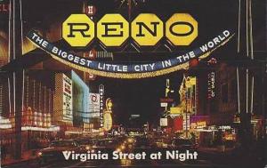 Nevada Reno Virginia Street At Night