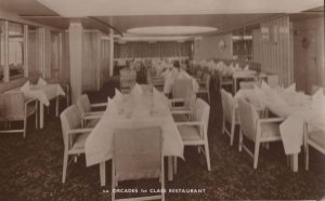 SS Orcades Ship 1st Class Restaurant Old Interior Postcard