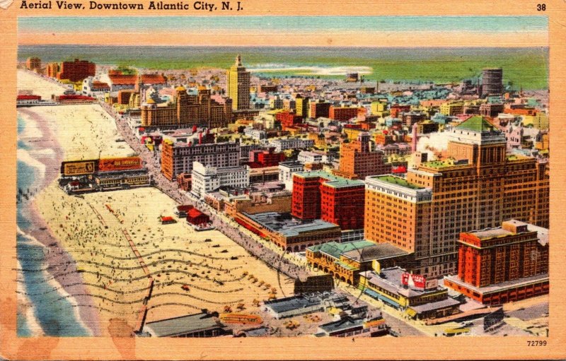 New Jersey Atlantic City Downtown Aerial View 1947