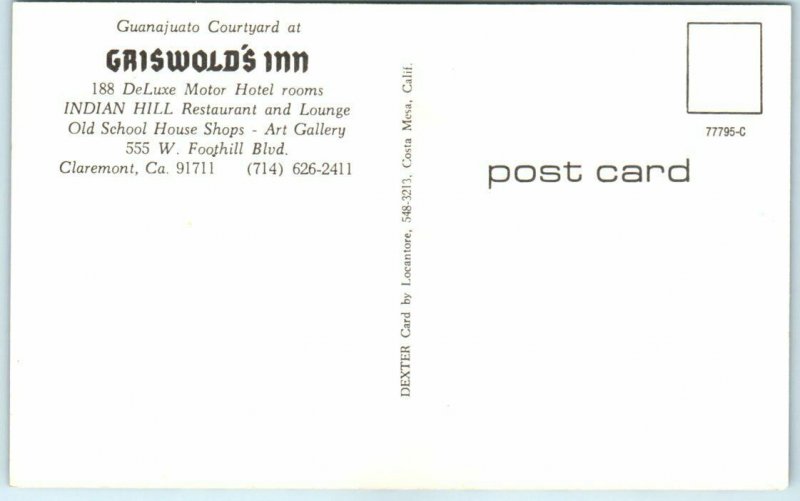 Postcard - Grisworld's Inn - Claremont, California
