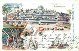 Indonesia Groet uit Java Borobudur Litho - Nederlands Indië - 04.31