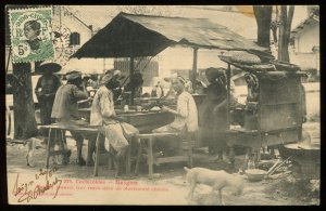 Cochinchine, Saigon. Coolies eating at a Chinese restaurant. 1912 postcard