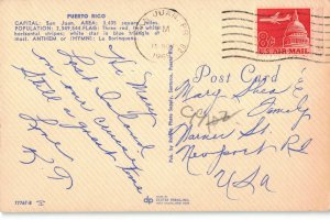 1969 Puerto Rico Map Postcard 2R3-76 