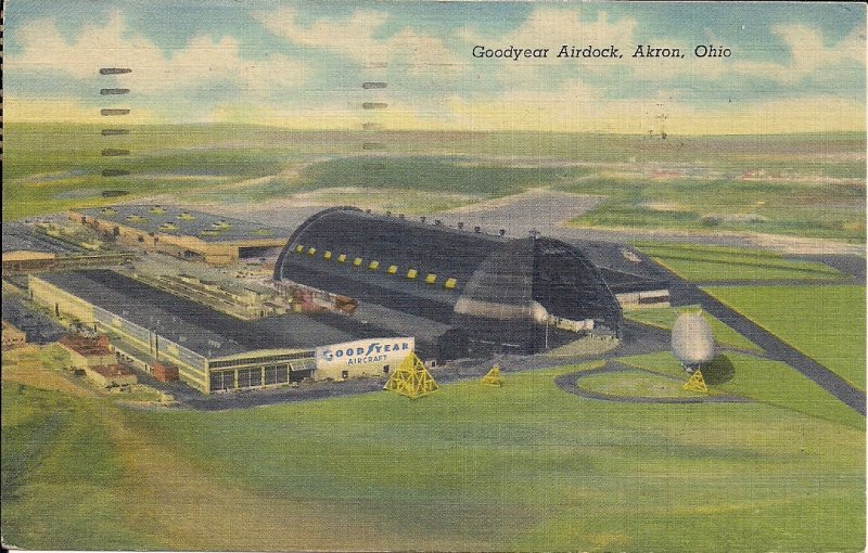 ZEPPELIN, AIRSHIP, BLIMP, Akron, OH, Goodyear Blimp Airdock, 1958, Teich Linenn