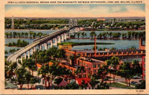 Illinois Moline Iowa-Illinois Memorial Bridge Over The Mississippi River Curt...