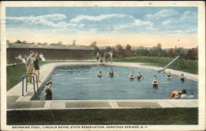 Saratoga Springs NY Lincoln Baths Swimming Pool c1920 Postcard