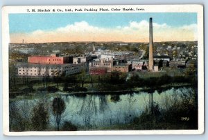 Cedar Rapids Iowa Postcard TM Sinclair & Co Pork Packing Plant Aerial View 1920