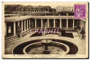 Old Postcard Deauville Beach Fleurie Les Bains Au Fond the Normandy and Casino