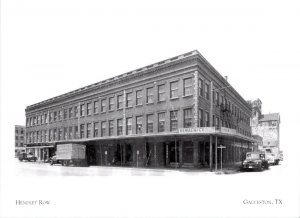 Repro GALVESTON, TX Texas  HENDLEY ROW STREET SCENE Demack & Co 4X6 B&W Postcard