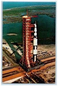 c1960's Aerial View NASA Apollo Saturn-V 500 F. Facility Vehicle Scene Postcard